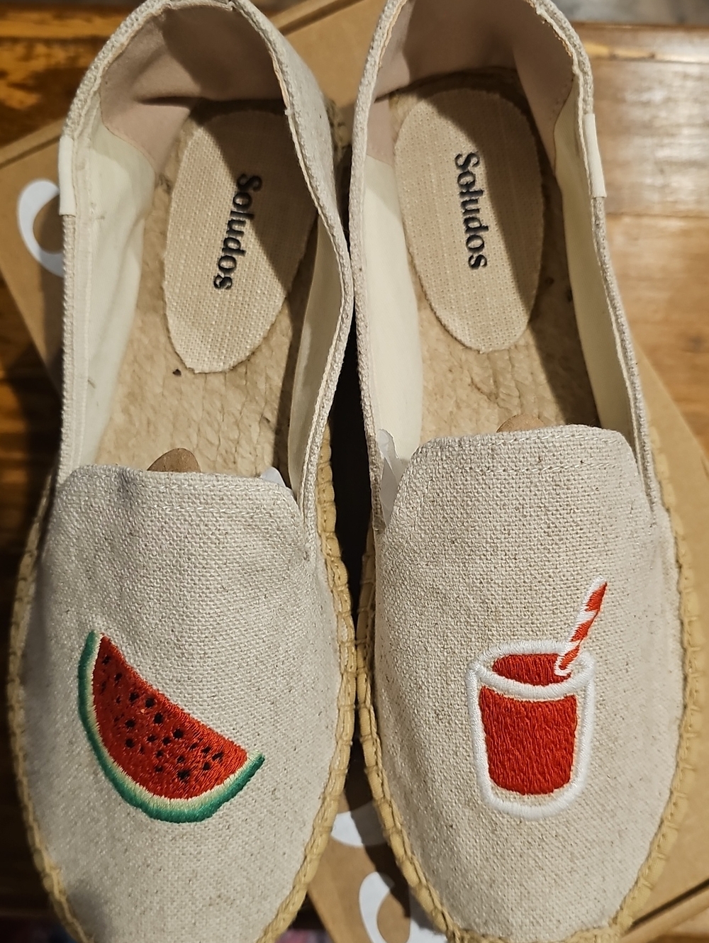 NEW! Soludos Natural Canvas Watermelon Juice Platform Espadrilles